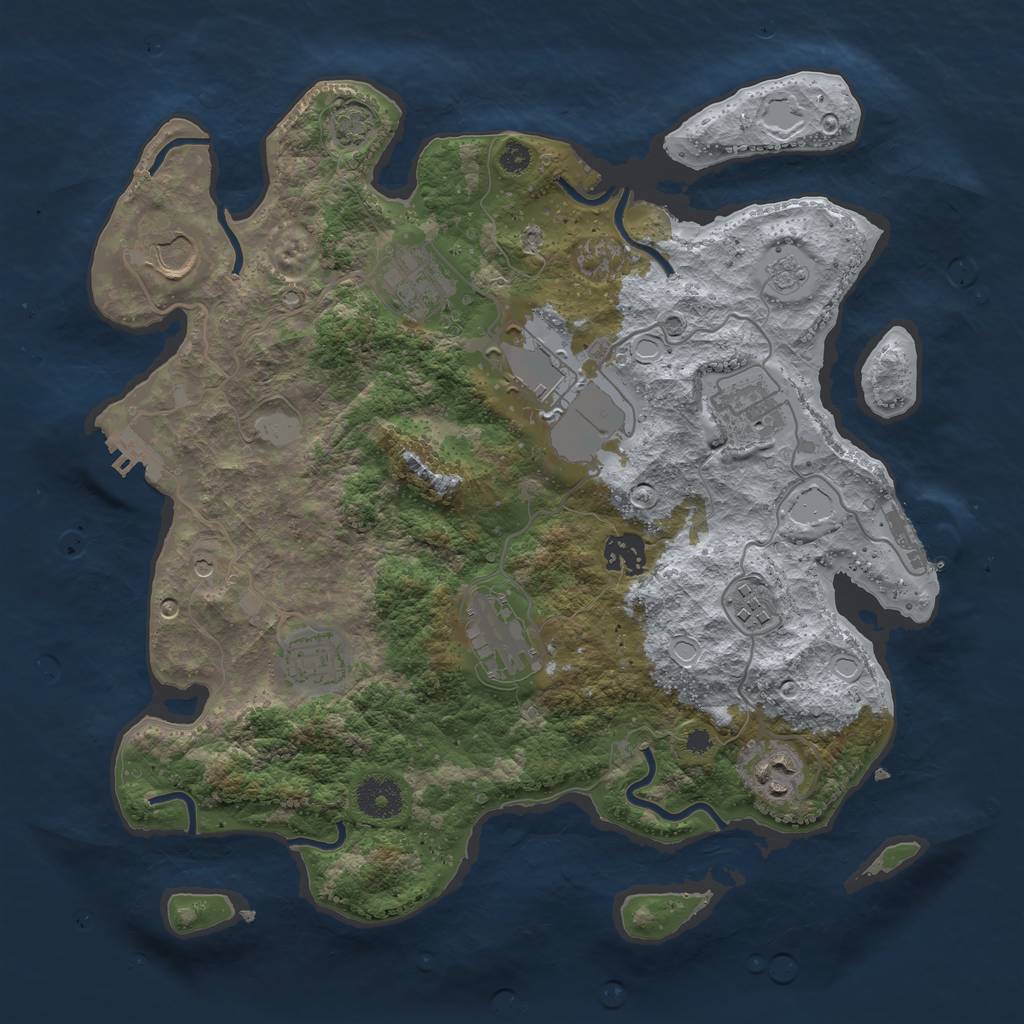 Rust Map: Procedural Map, Size: 3500, Seed: 638369324, 17 Monuments
