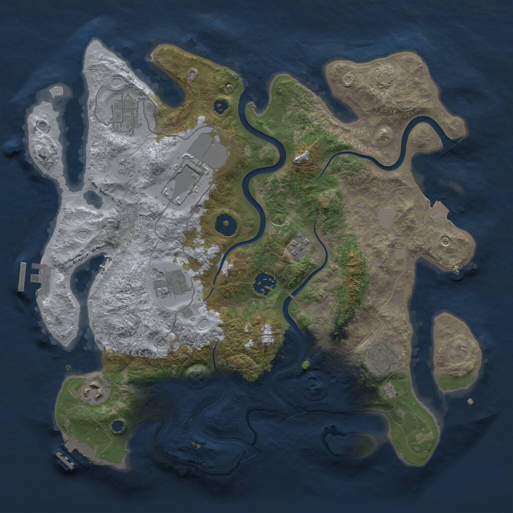 Rust Map: Procedural Map, Size: 3550, Seed: 30882857, 13 Monuments