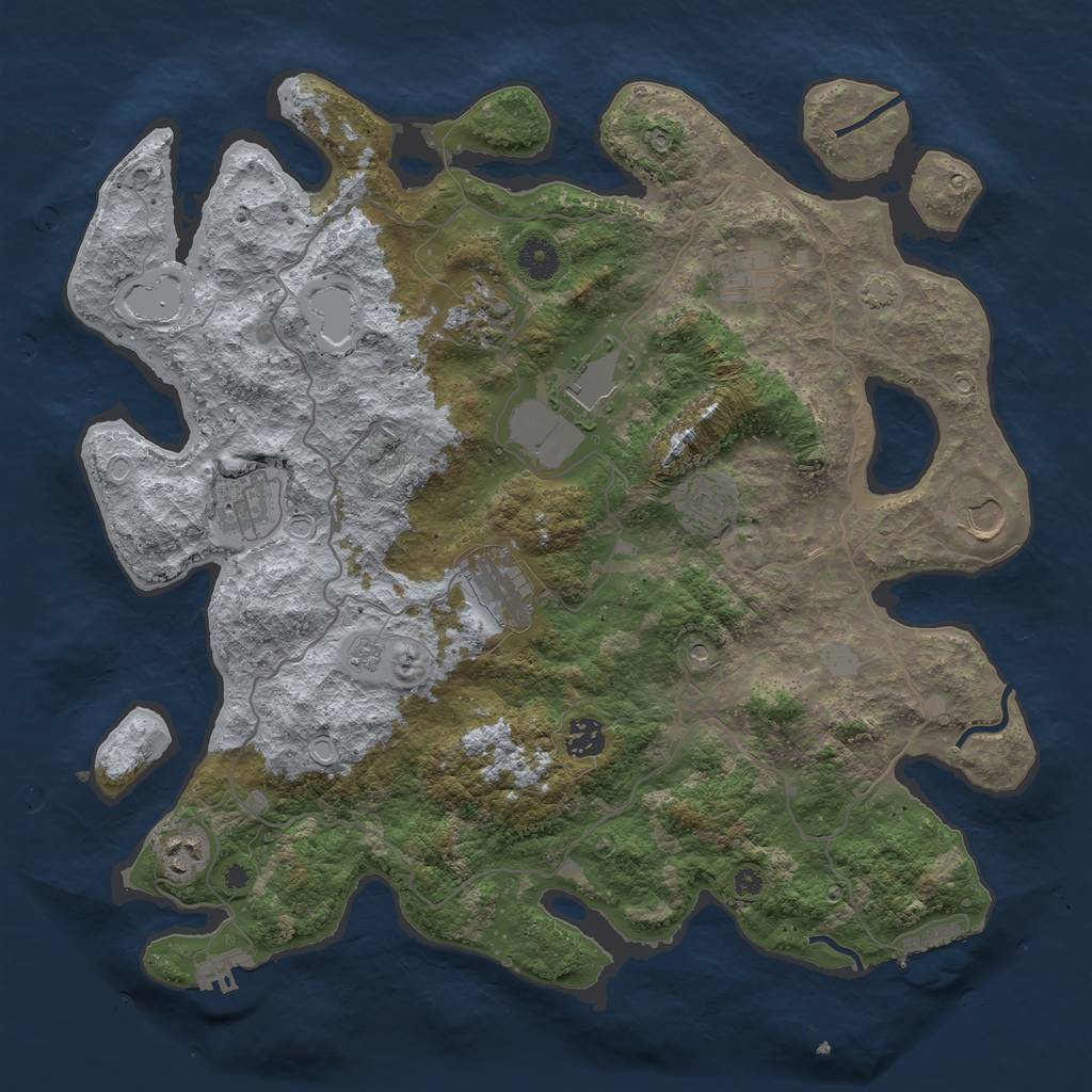 Rust Map: Procedural Map, Size: 4000, Seed: 1694790918, 17 Monuments