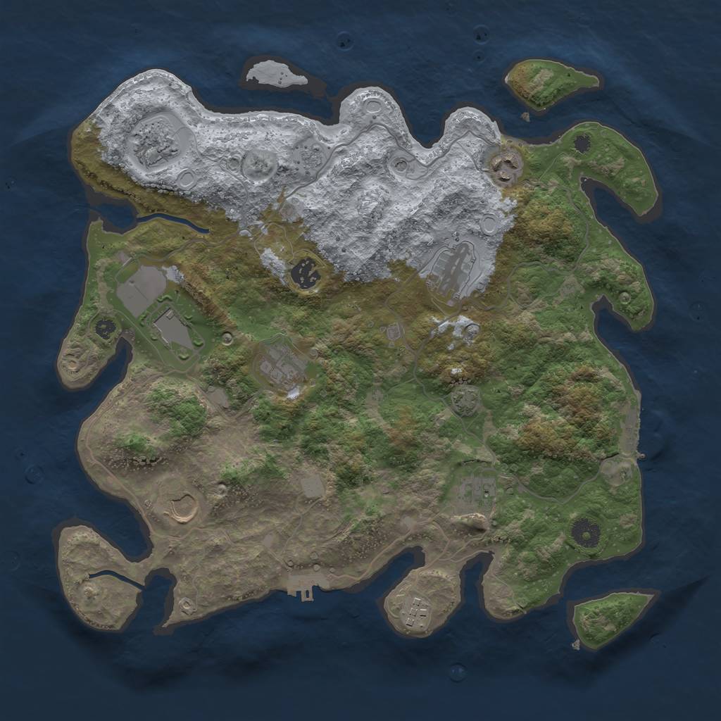 Rust Map: Procedural Map, Size: 3750, Seed: 27846275, 17 Monuments