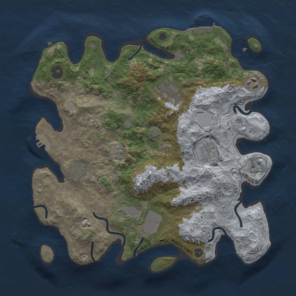 Rust Map: Procedural Map, Size: 3500, Seed: 891247892, 14 Monuments