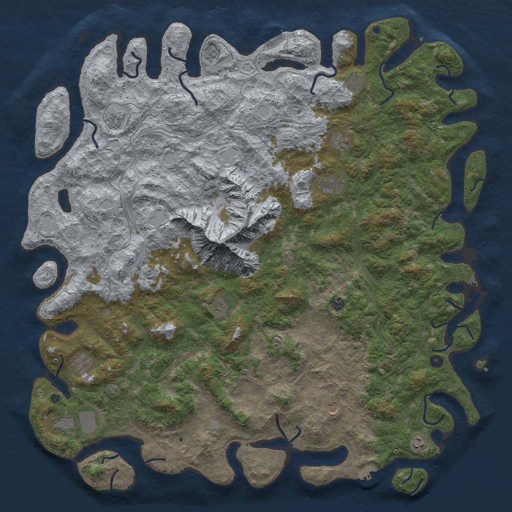 Rust Map: Procedural Map, Size: 6000, Seed: 712701297, 19 Monuments