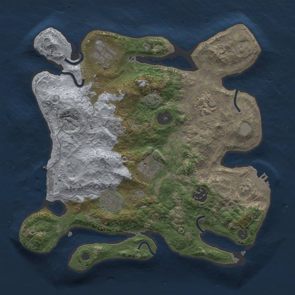 Rust Map: Procedural Map, Size: 3000, Seed: 14976, 13 Monuments
