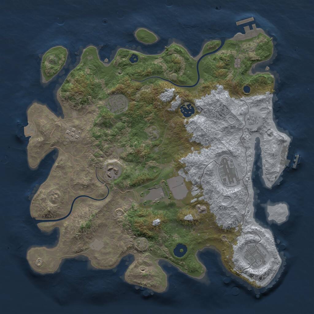 Rust Map: Procedural Map, Size: 3500, Seed: 835051447, 12 Monuments