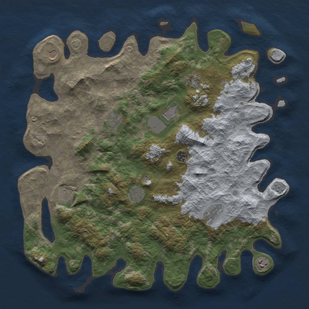Rust Map: Barren, Size: 4500, Seed: 5555, 14 Monuments