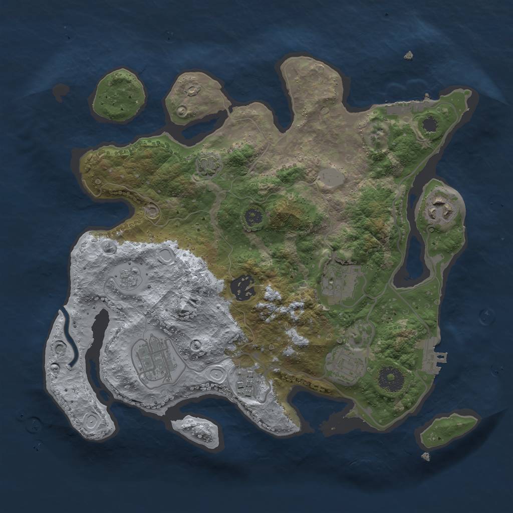 Rust Map: Procedural Map, Size: 3000, Seed: 4065, 13 Monuments