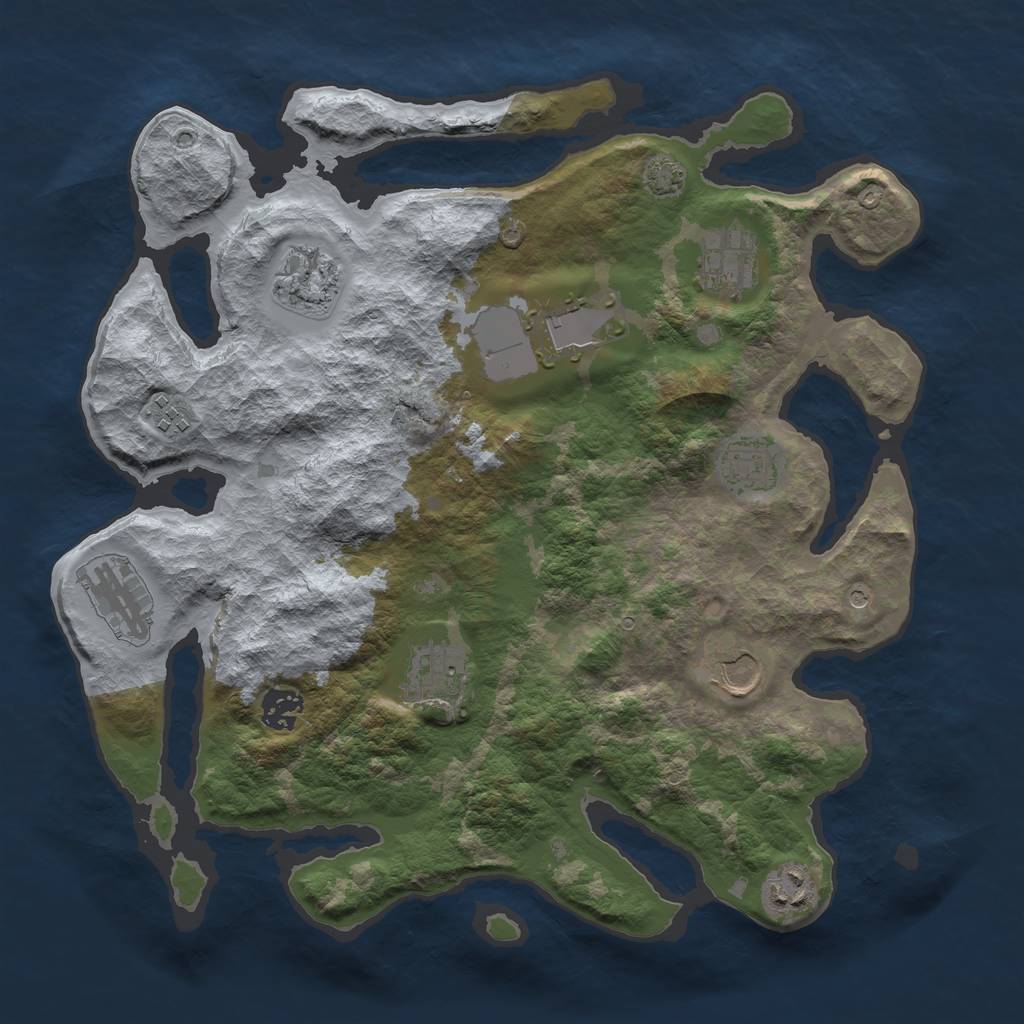 Rust Map: Barren, Size: 3600, Seed: 98669568, 14 Monuments