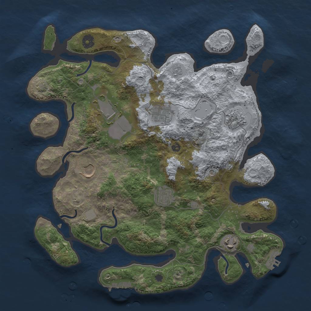 Rust Map: Procedural Map, Size: 3500, Seed: 2906638, 14 Monuments