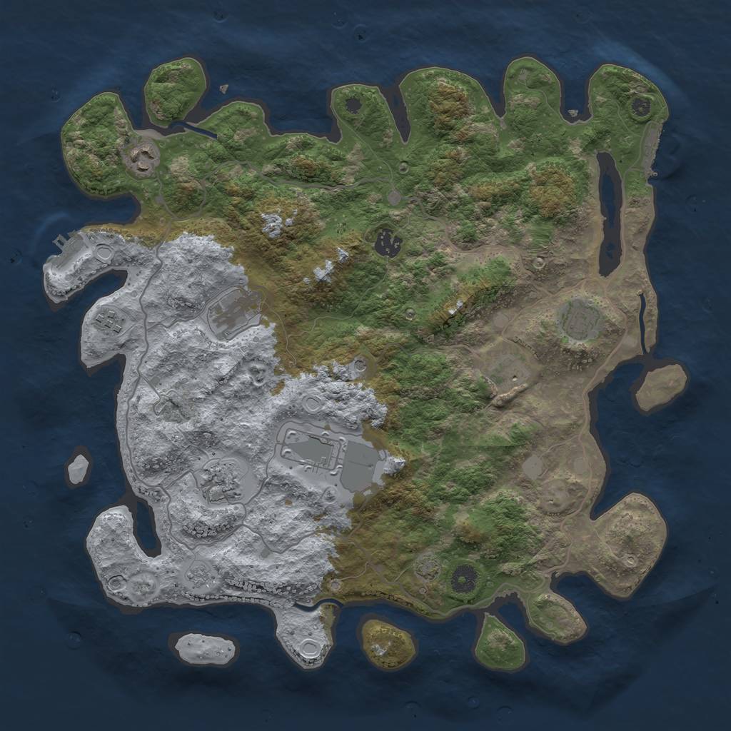 Rust Map: Procedural Map, Size: 4000, Seed: 7263512, 16 Monuments