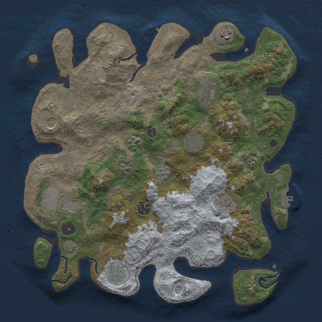 Rust Map: Procedural Map, Size: 3750, Seed: 80132317, 18 Monuments
