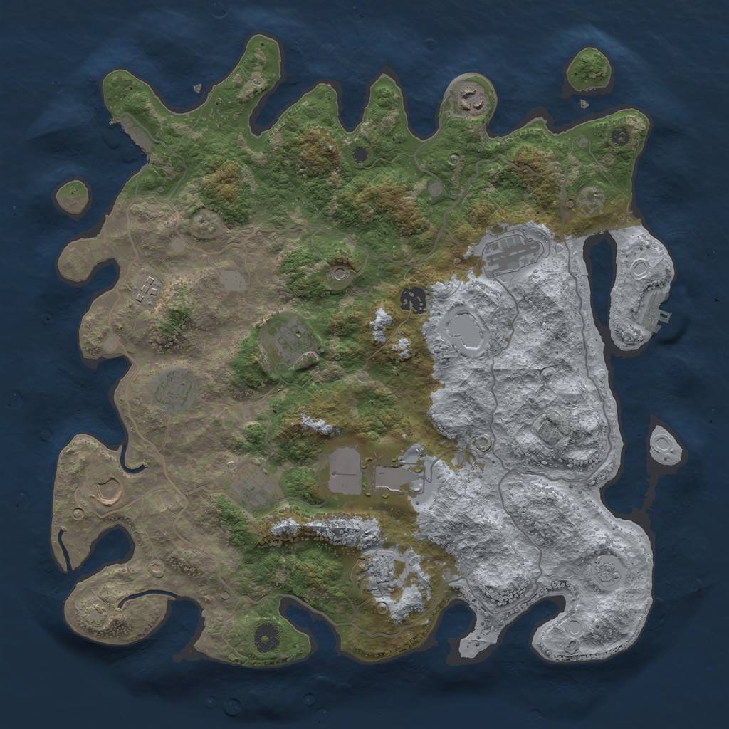 Rust Map: Procedural Map, Size: 4000, Seed: 1333342065, 18 Monuments