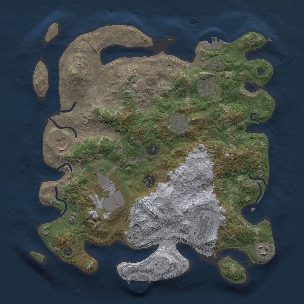 Rust Map: Procedural Map, Size: 3600, Seed: 33222905, 16 Monuments