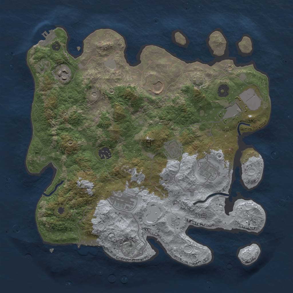 Rust Map: Procedural Map, Size: 3500, Seed: 1286466281, 15 Monuments