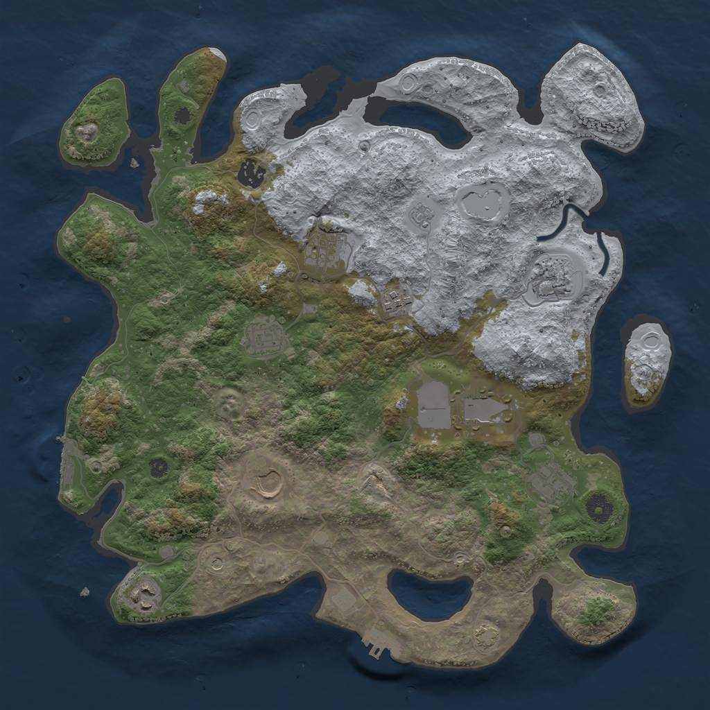 Rust Map: Procedural Map, Size: 3850, Seed: 63914037, 17 Monuments