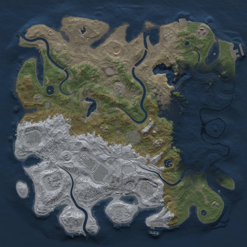 Rust Map: Procedural Map, Size: 4250, Seed: 802956440, 16 Monuments