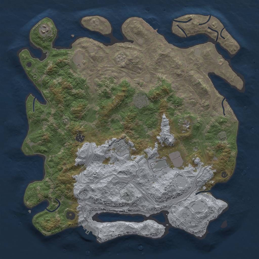 Rust Map: Procedural Map, Size: 4250, Seed: 88904628, 16 Monuments