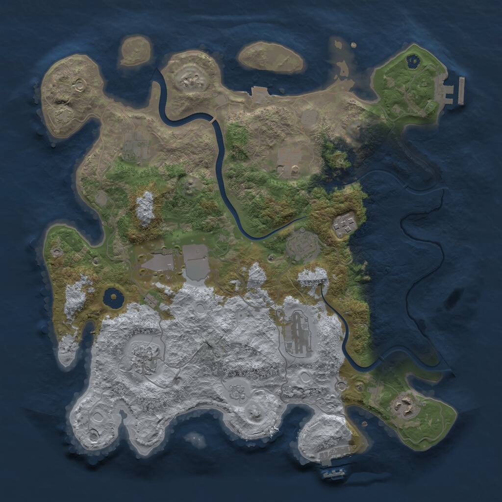 Rust Map: Procedural Map, Size: 3650, Seed: 459630, 14 Monuments