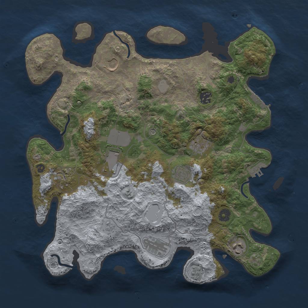 Rust Map: Procedural Map, Size: 3650, Seed: 459630, 17 Monuments