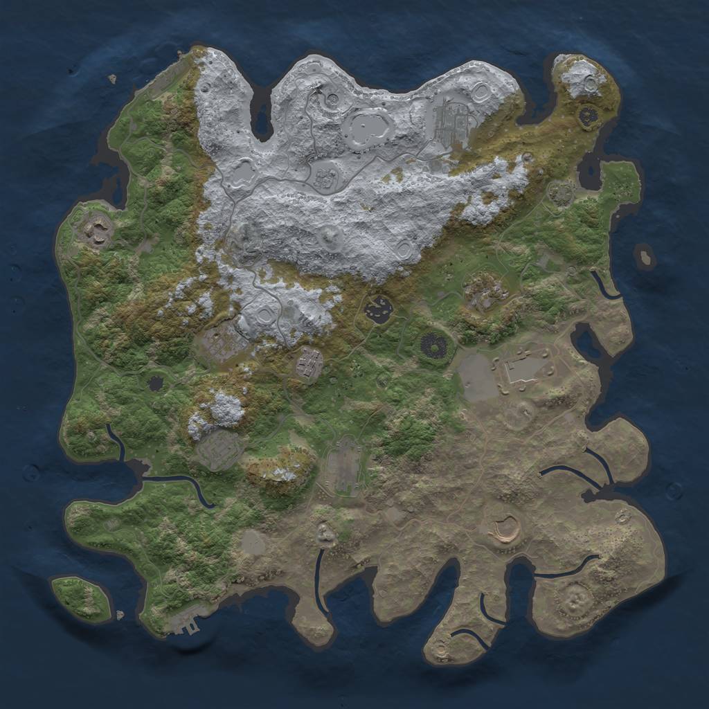 Rust Map: Procedural Map, Size: 3950, Seed: 13435828, 18 Monuments