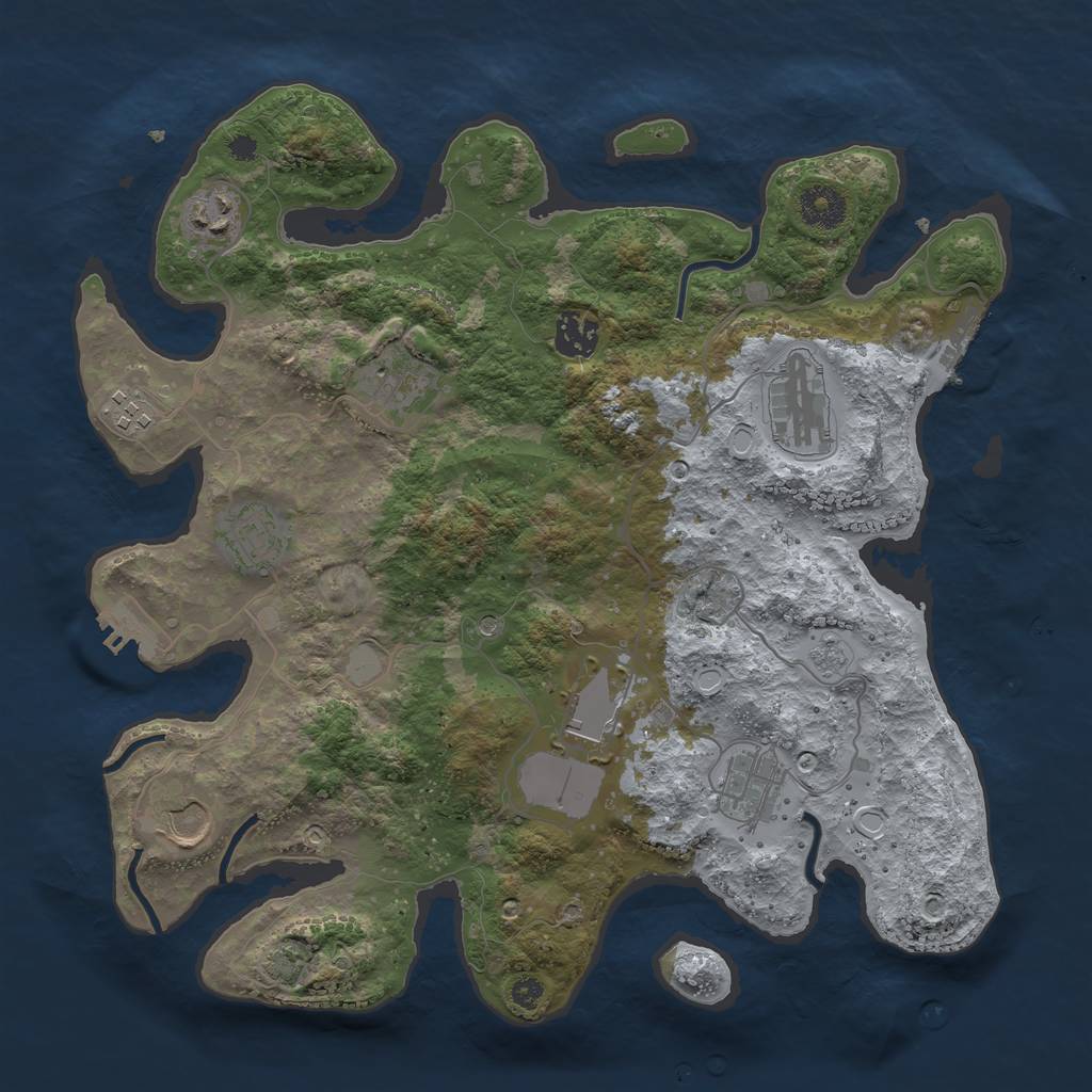 Rust Map: Procedural Map, Size: 3550, Seed: 13802183, 17 Monuments
