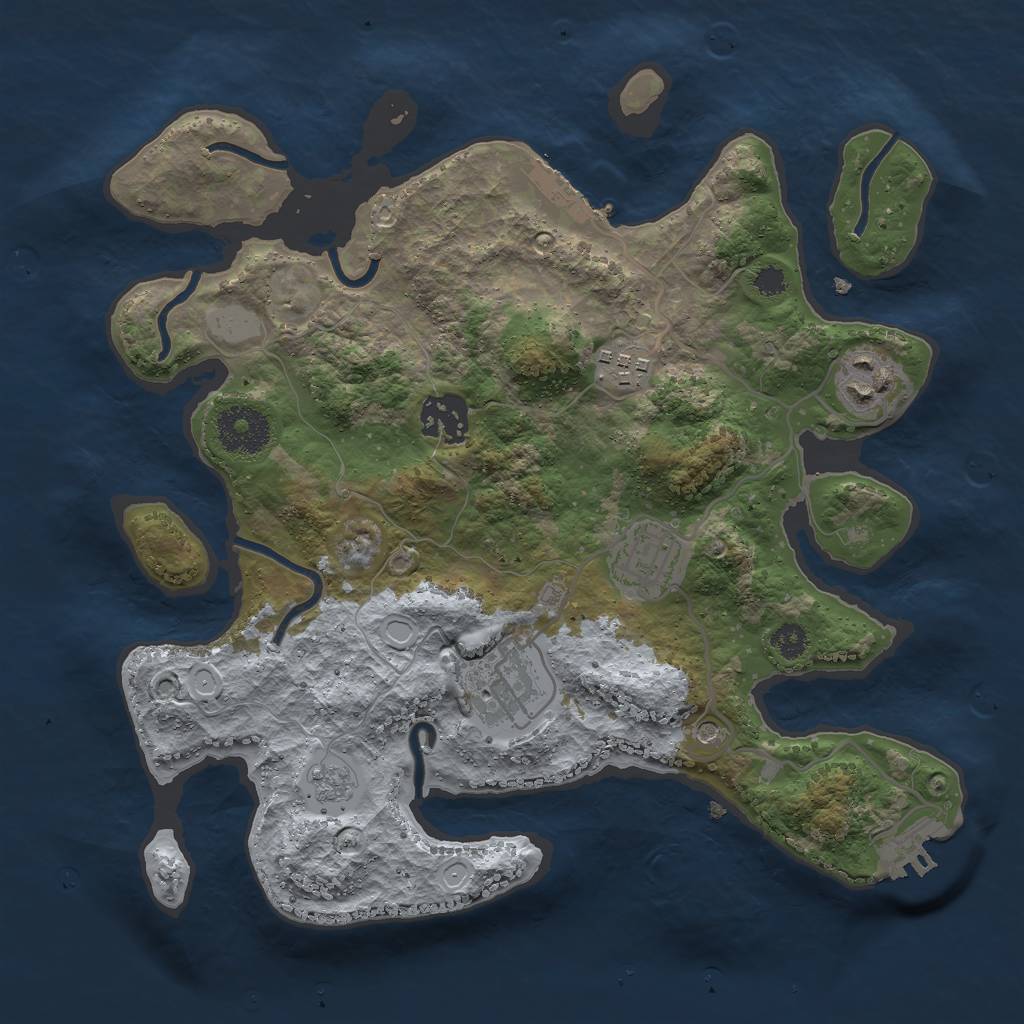 Rust Map: Procedural Map, Size: 3000, Seed: 2003166800, 12 Monuments
