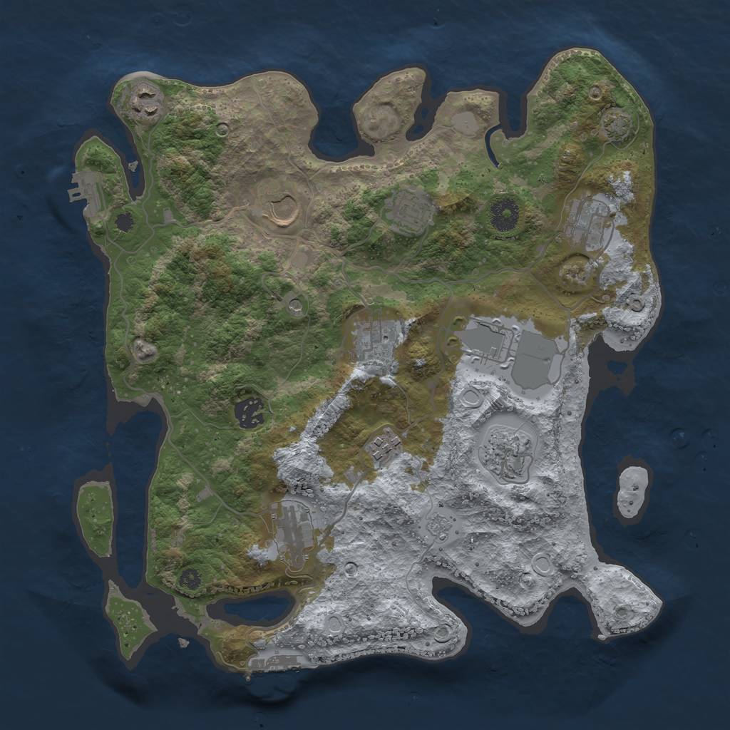 Rust Map: Procedural Map, Size: 3500, Seed: 429452135, 18 Monuments