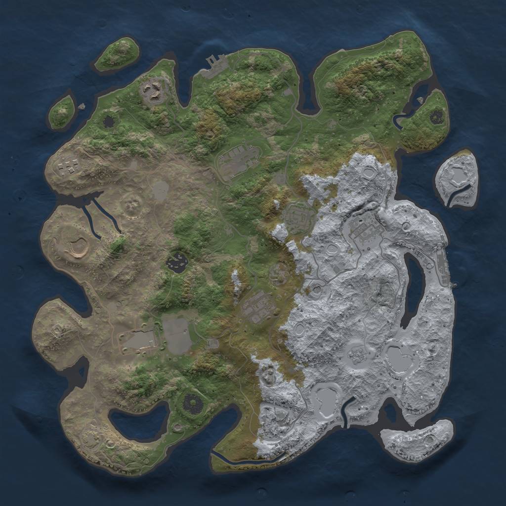 Rust Map: Procedural Map, Size: 3700, Seed: 80786400, 18 Monuments