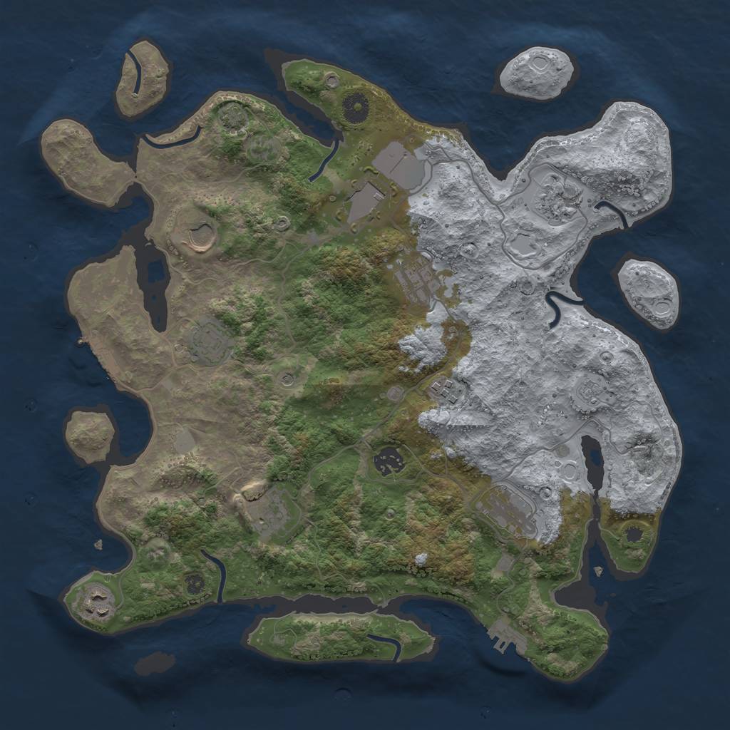 Rust Map: Procedural Map, Size: 3800, Seed: 61702299, 18 Monuments