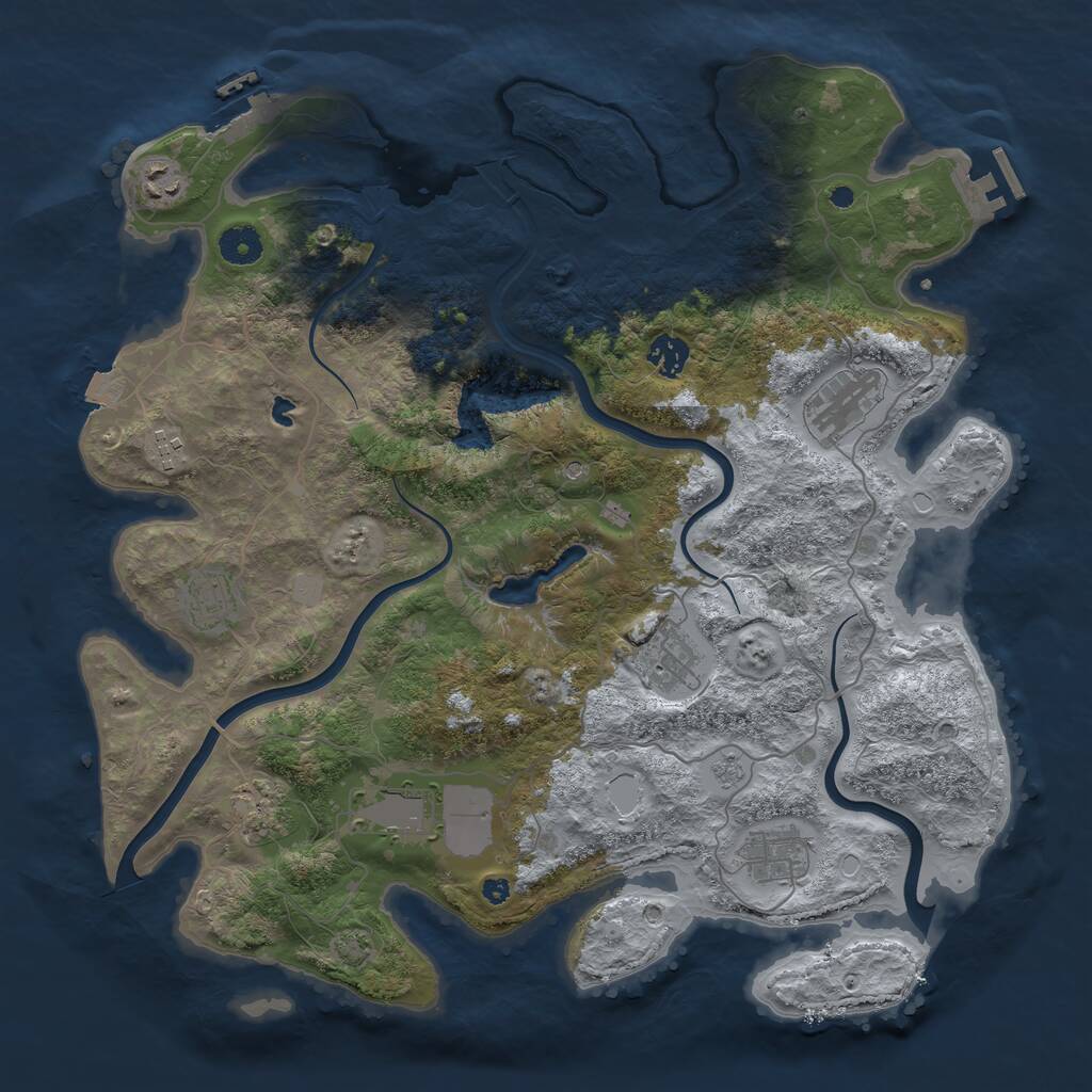 Rust Map: Procedural Map, Size: 4000, Seed: 33947947, 15 Monuments
