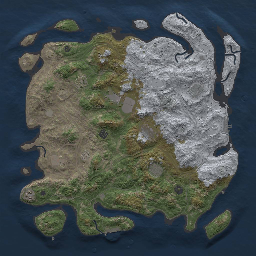 Rust Map: Procedural Map, Size: 4300, Seed: 40558228, 17 Monuments