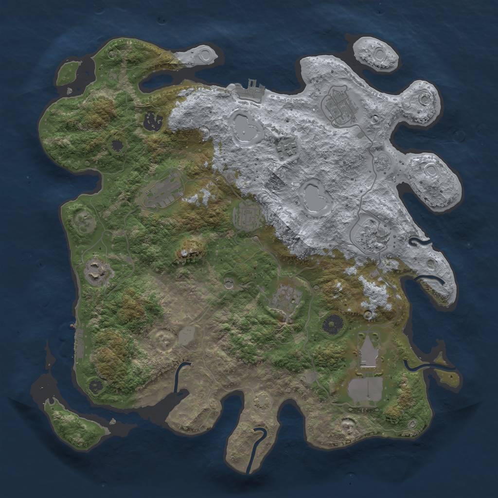 Rust Map: Procedural Map, Size: 3750, Seed: 3418119, 17 Monuments