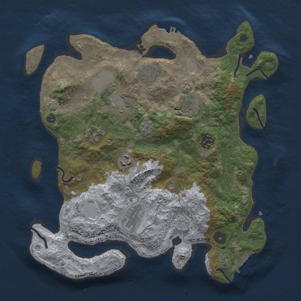 Rust Map: Procedural Map, Size: 3500, Seed: 586762345, 16 Monuments