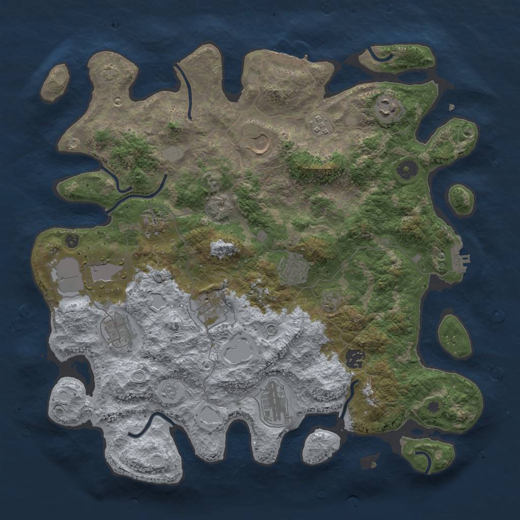 Rust Map: Procedural Map, Size: 3900, Seed: 8896959, 18 Monuments