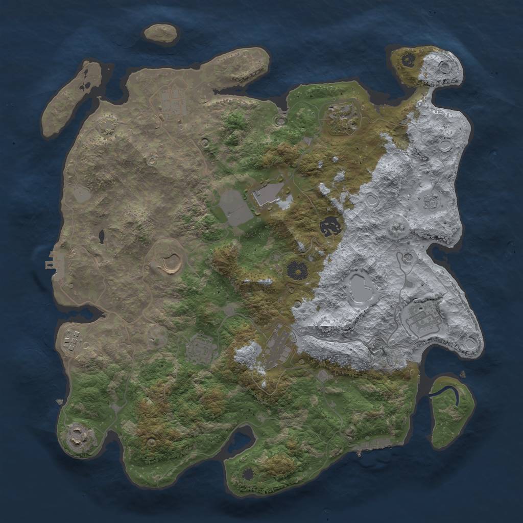 Rust Map: Procedural Map, Size: 3850, Seed: 55938860, 18 Monuments