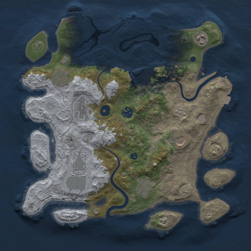 Rust Map: Procedural Map, Size: 3500, Seed: 602623077, 15 Monuments