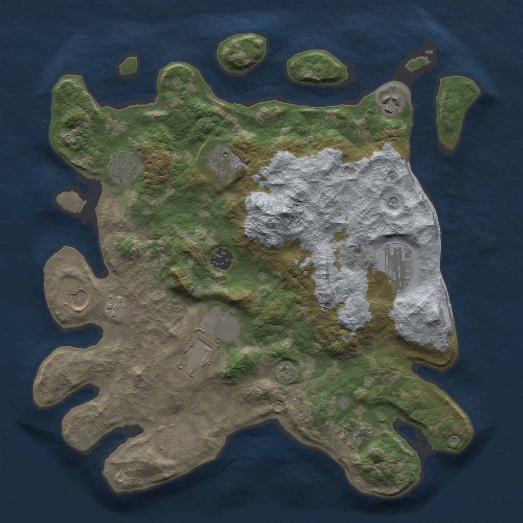 Rust Map: Barren, Size: 3700, Seed: 10745106, 14 Monuments