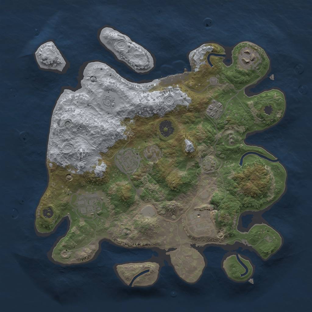 Rust Map: Procedural Map, Size: 3000, Seed: 25464, 11 Monuments