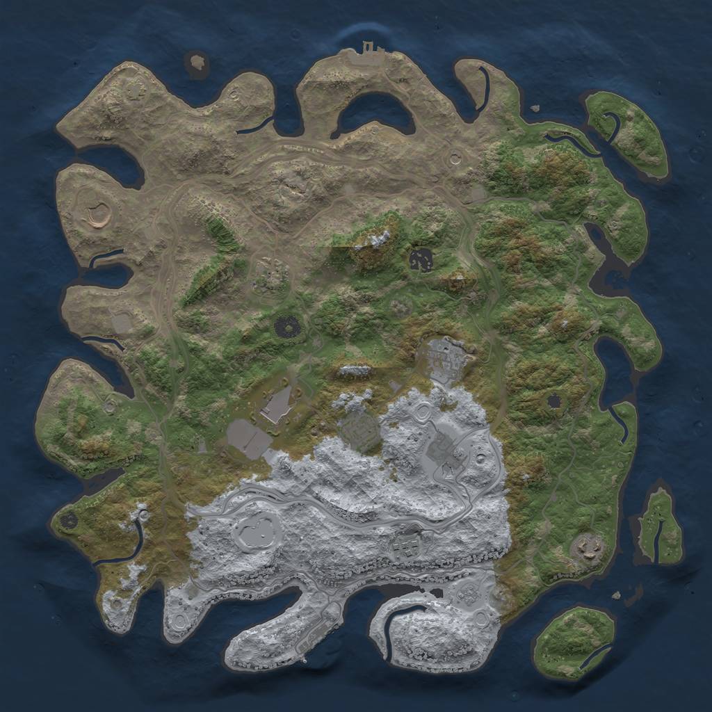 Rust Map: Procedural Map, Size: 4250, Seed: 57629823, 17 Monuments