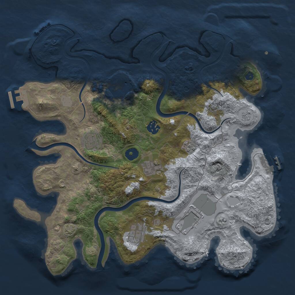 Rust Map: Procedural Map, Size: 3500, Seed: 795004400, 13 Monuments