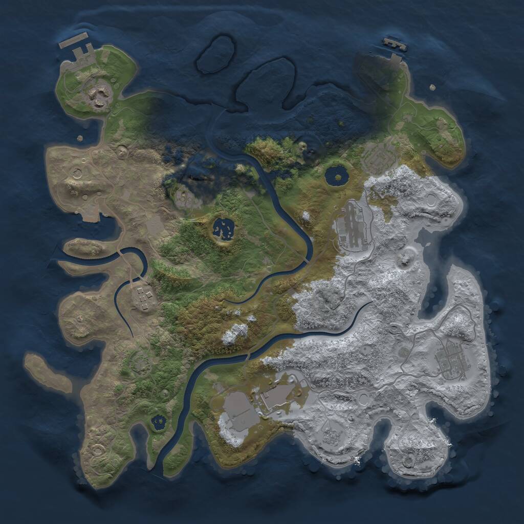 Rust Map: Procedural Map, Size: 3500, Seed: 795004400, 14 Monuments