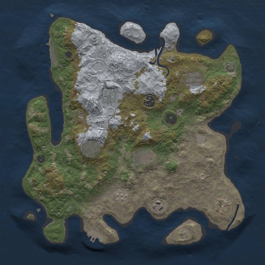 Rust Map: Procedural Map, Size: 3450, Seed: 88486649, 16 Monuments
