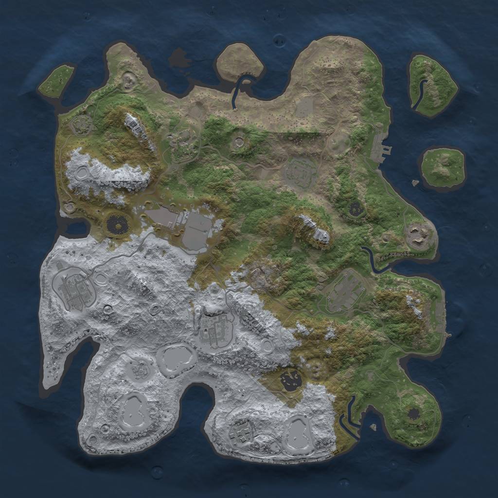 Rust Map: Procedural Map, Size: 3600, Seed: 6000, 17 Monuments