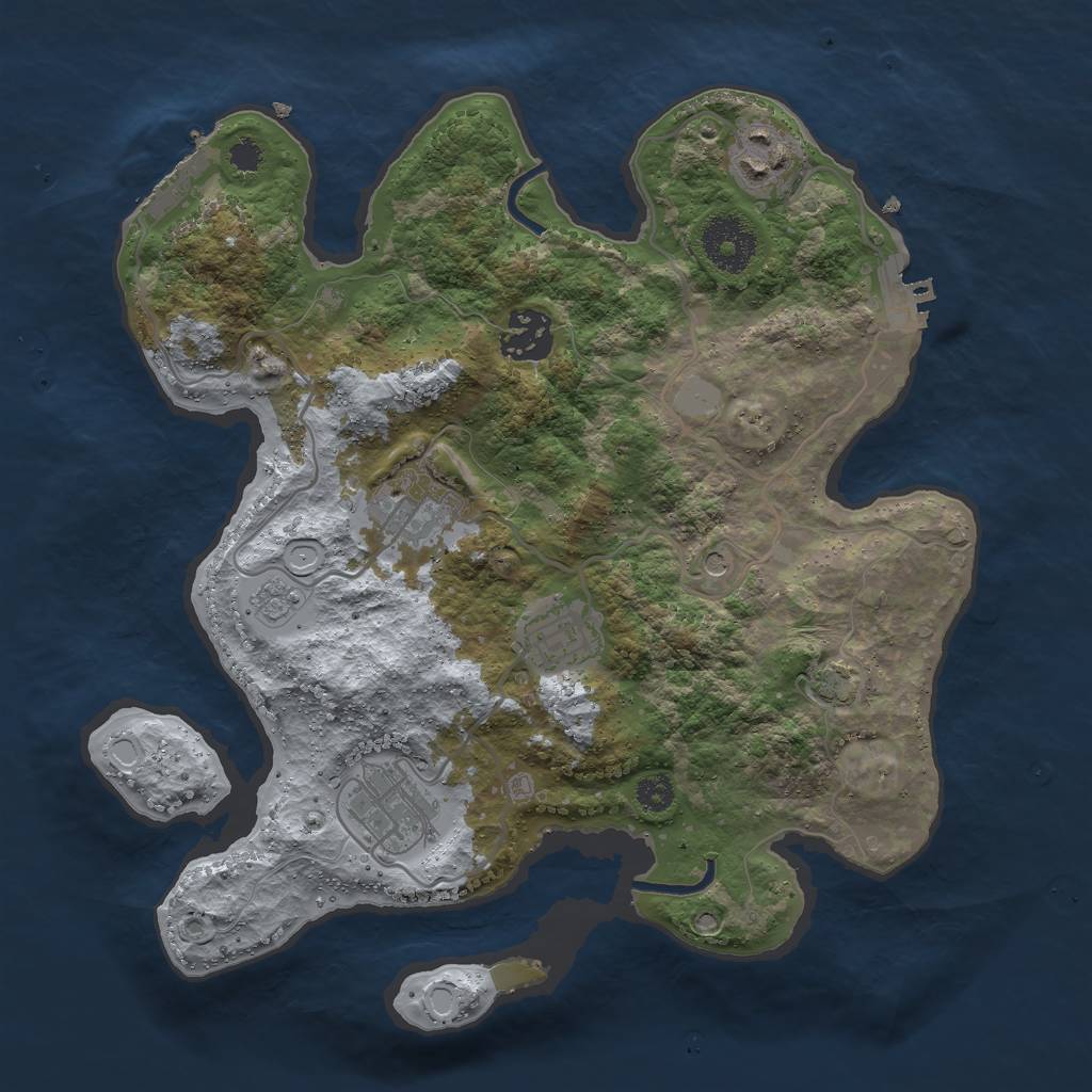 Rust Map: Procedural Map, Size: 3000, Seed: 4345, 13 Monuments