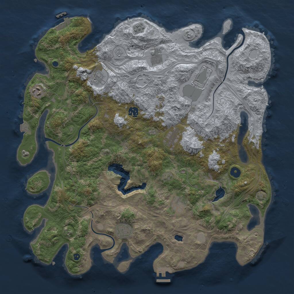 Rust Map: Procedural Map, Size: 4300, Seed: 23803882, 15 Monuments