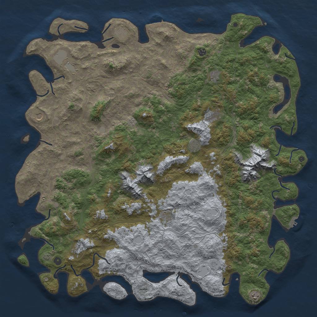 Rust Map: Procedural Map, Size: 6000, Seed: 7612, 19 Monuments