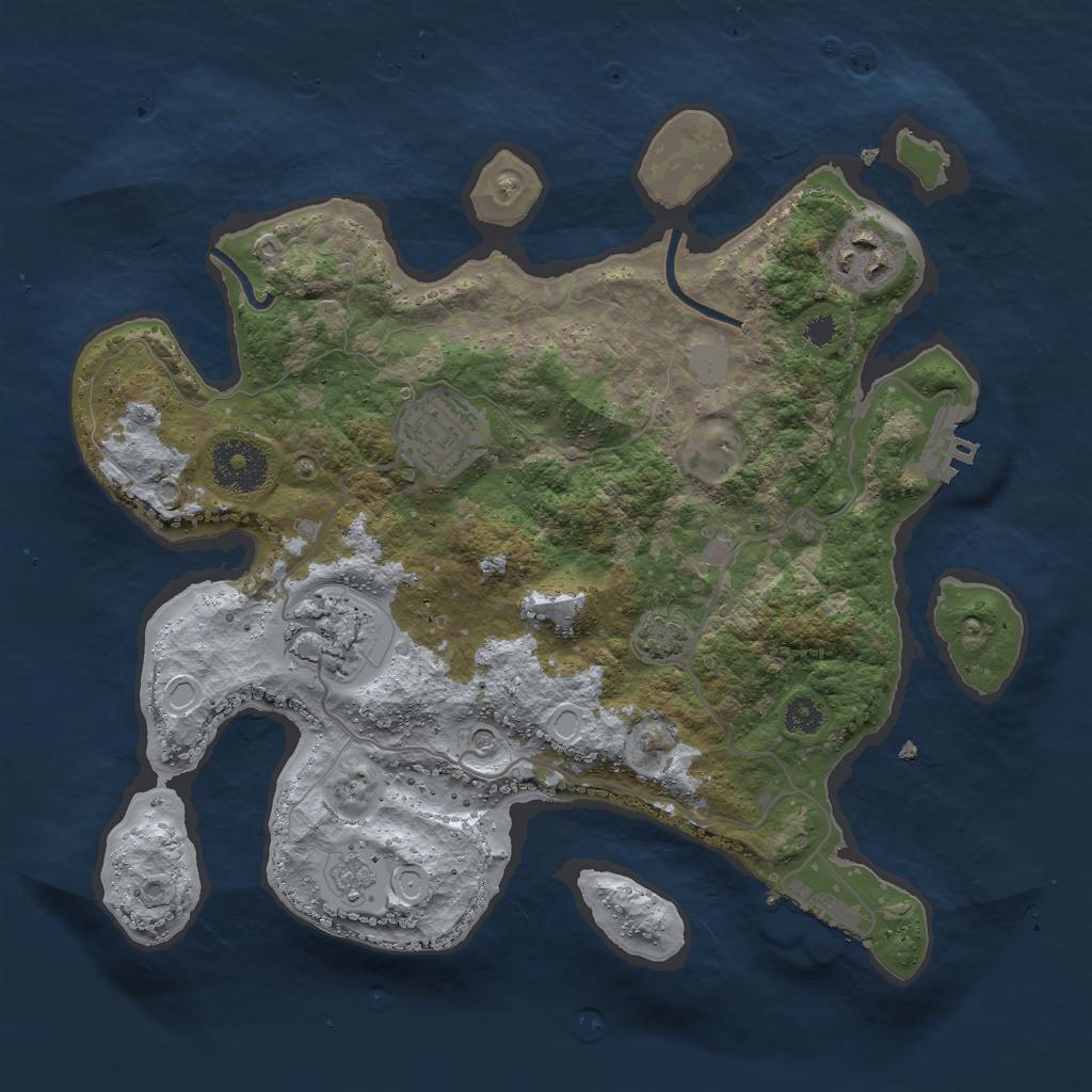 Rust Map: Procedural Map, Size: 3000, Seed: 1673921314, 11 Monuments