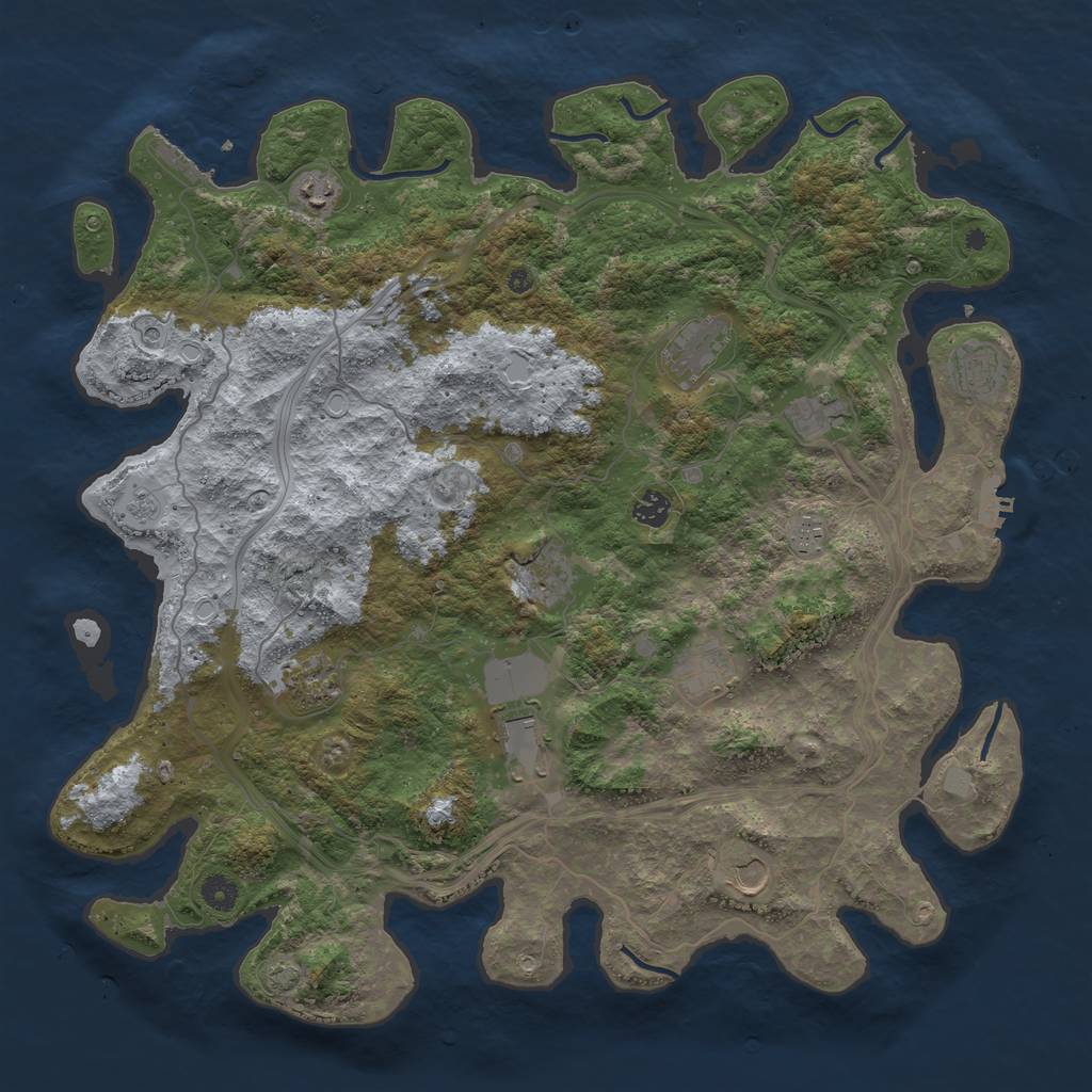 Rust Map: Procedural Map, Size: 4500, Seed: 593939540, 19 Monuments