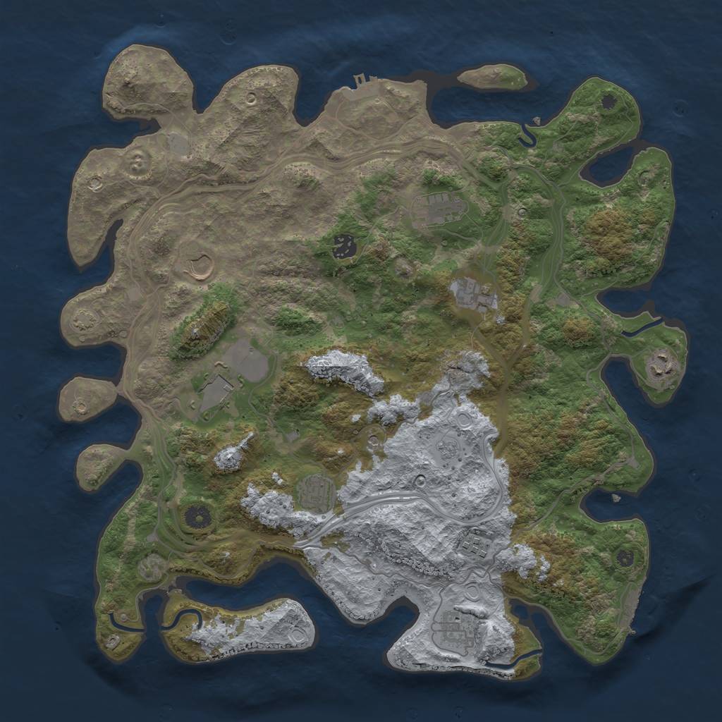 Rust Map: Procedural Map, Size: 4250, Seed: 1037858023, 17 Monuments