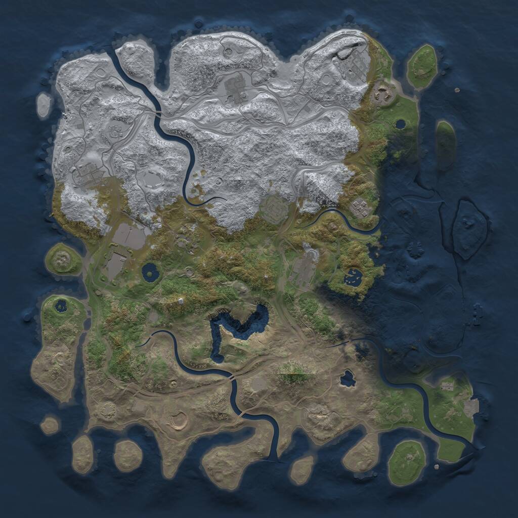 Rust Map: Procedural Map, Size: 4300, Seed: 81201634, 16 Monuments
