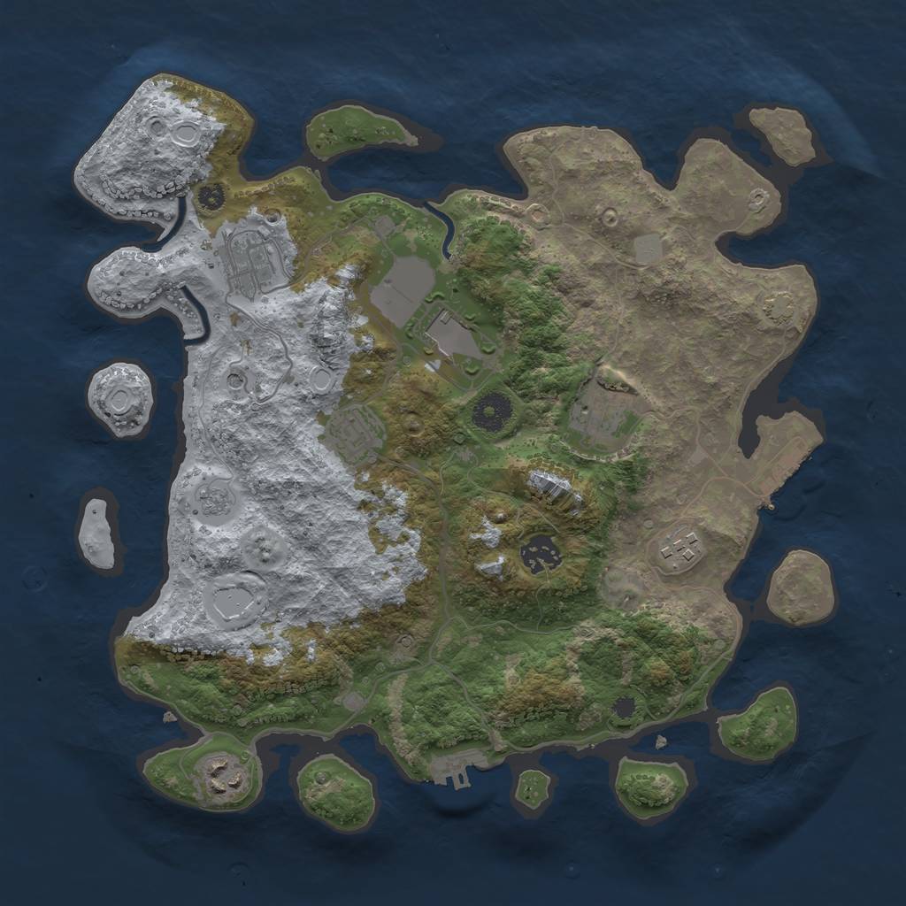 Rust Map: Procedural Map, Size: 3500, Seed: 821778535, 15 Monuments